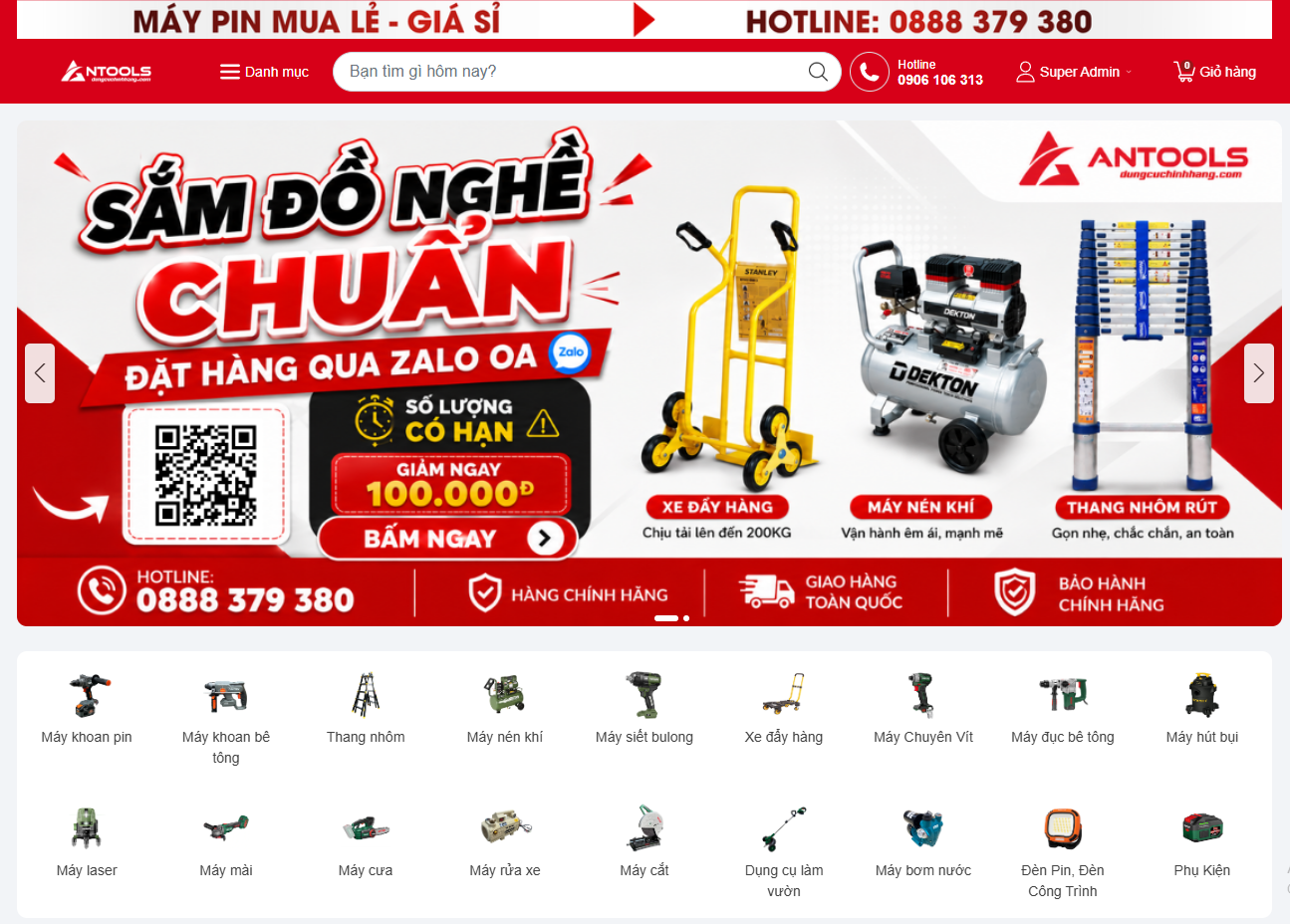Website Dụng cụ ch&iacute;nh h&atilde;ng An Tools
