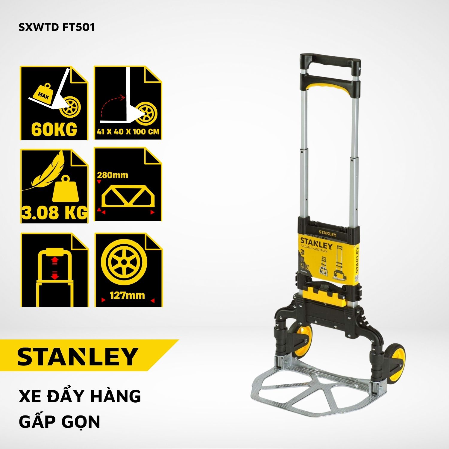 Xe đẩy hàng 2 bánh Stanley FT501 – Tải trọng 60kg