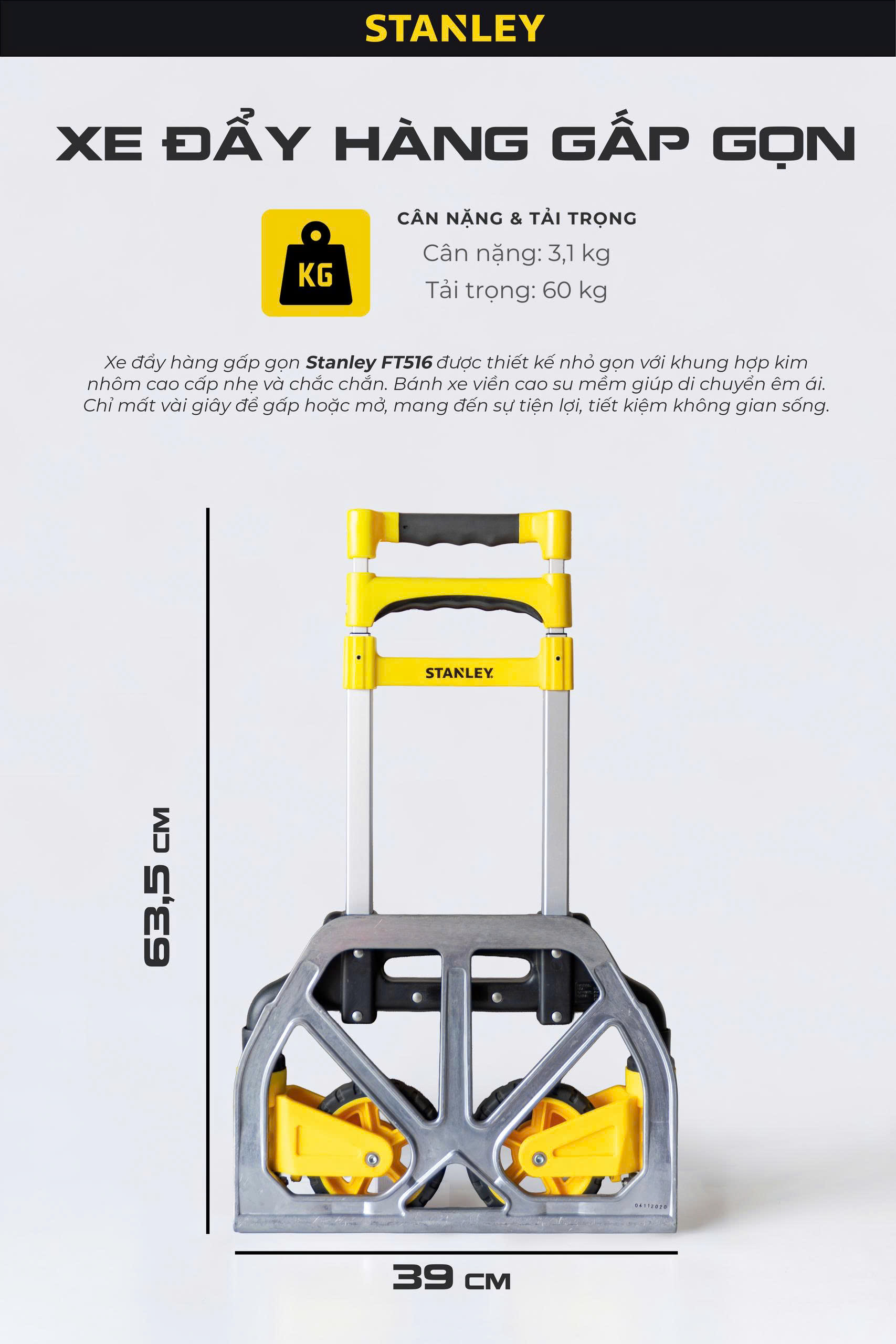 Xe đẩy hàng 2 Bánh Cao Cấp Stanley SXWTD FT516 5