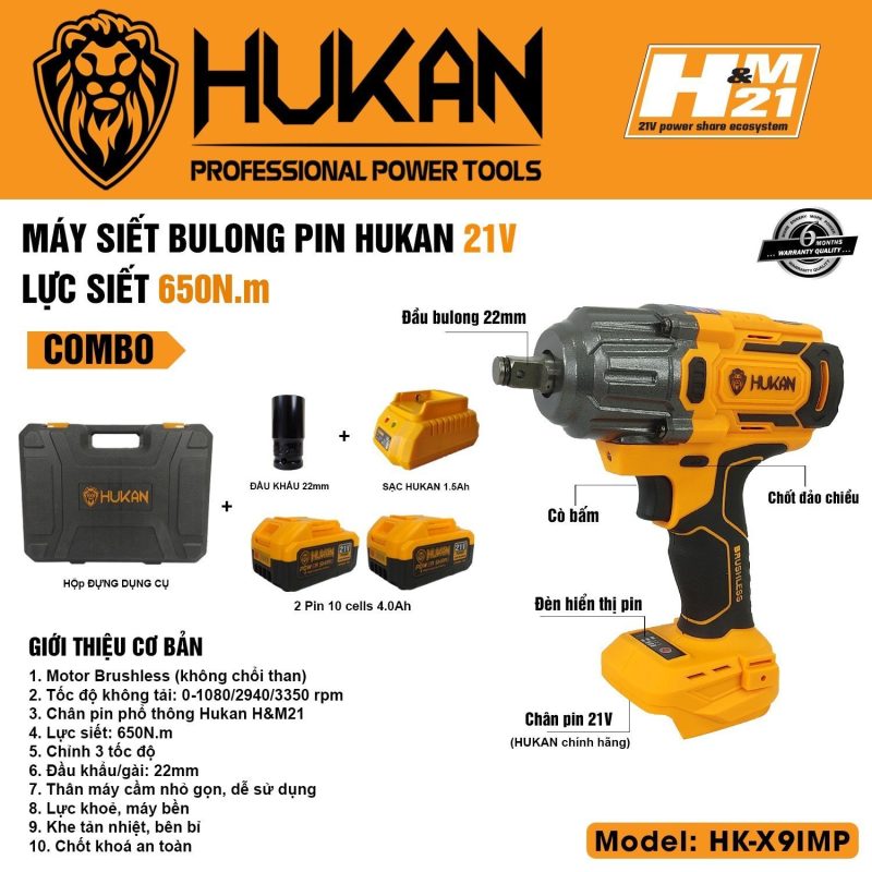 Máy Siết Bulong HUKAN đầu 2 Trong 1 HK-Z900