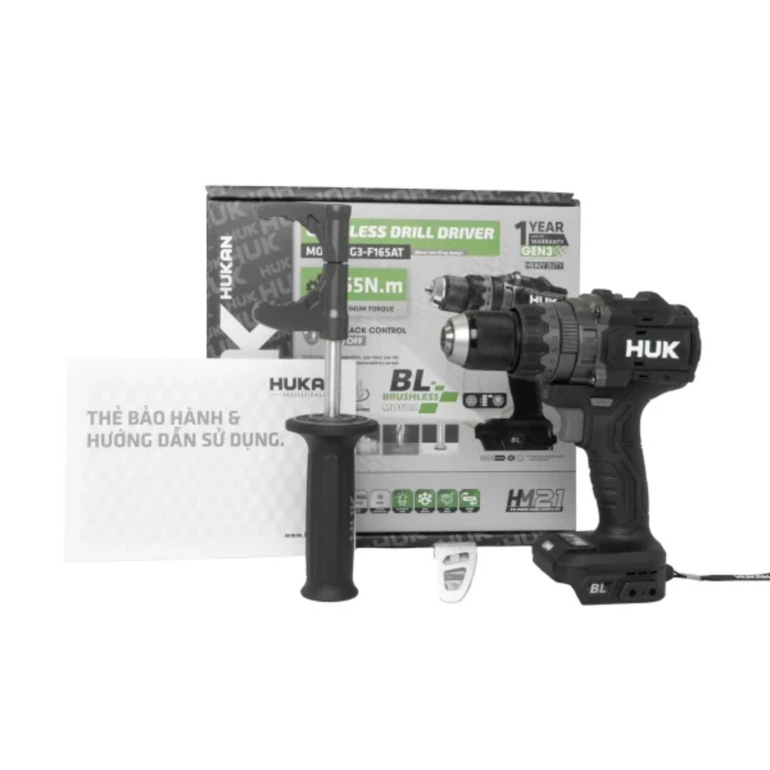 Thân Máy Khoan Pin 21V GEN 3 Hukan G3-F165AT, Lực Siết 165Nm