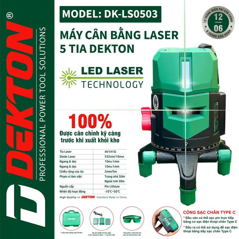 Máy Laser DEKTON DK-LS0503 Mẫu 5 Tia Xanh