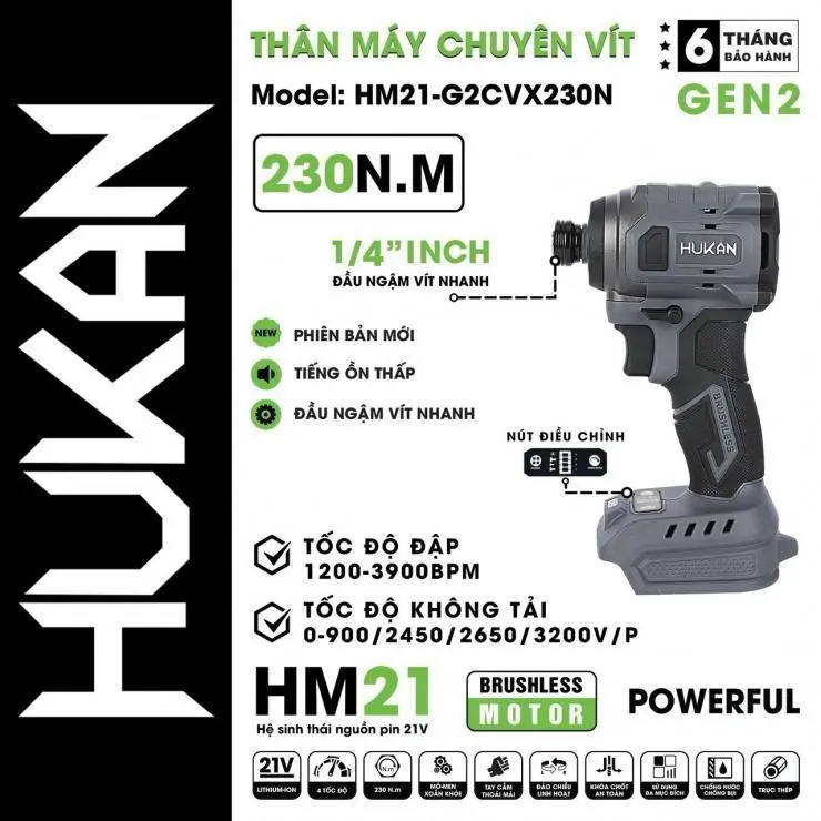 Máy Chuyên Vít HUKAN HM21-G2CVX230N | AN TOOLS