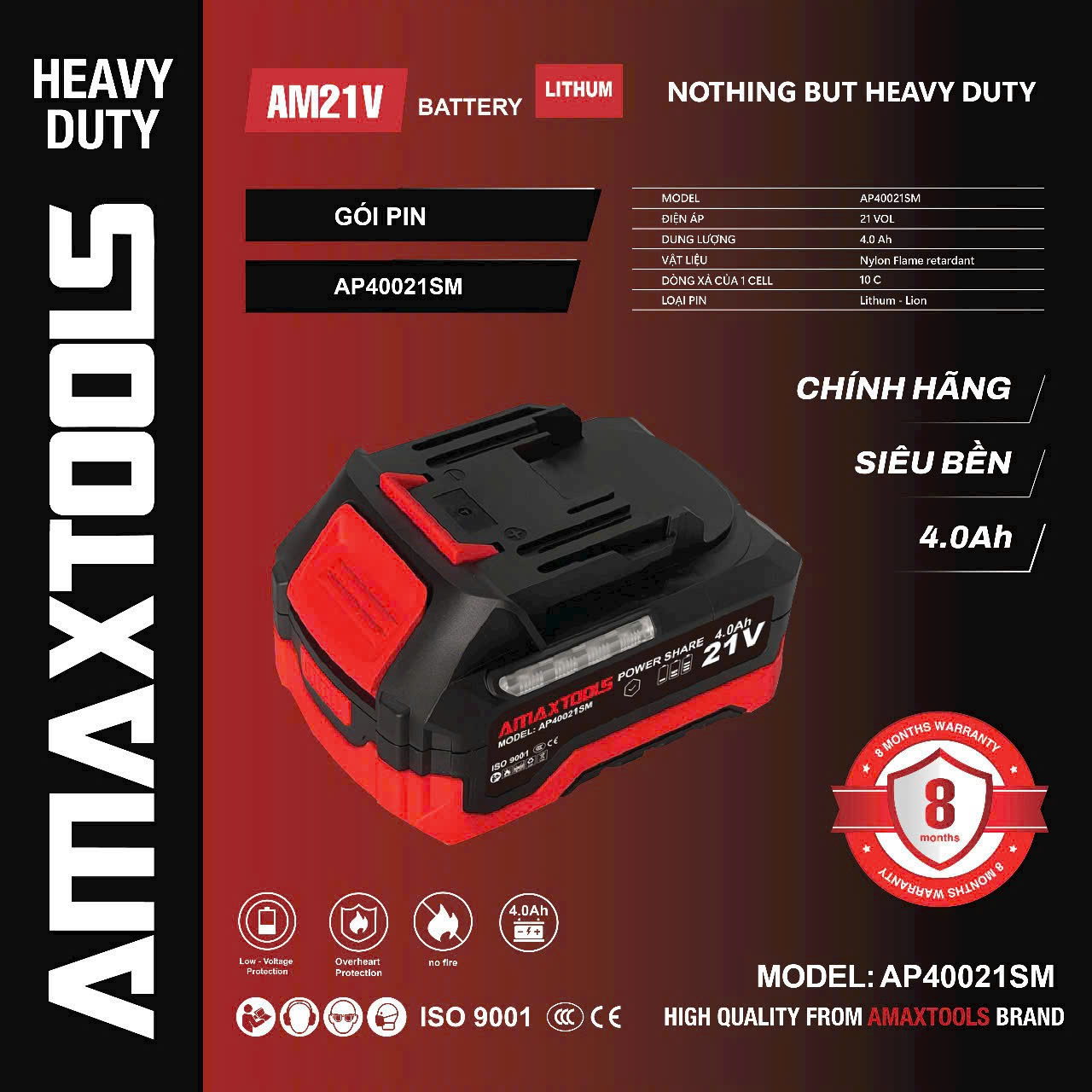 Pin 4A.h Amaxtools AP40021SM Chính Hãng