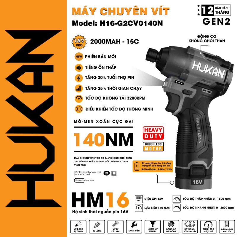 Máy Chuyên Vít HUKAN H16-G2CV0140N