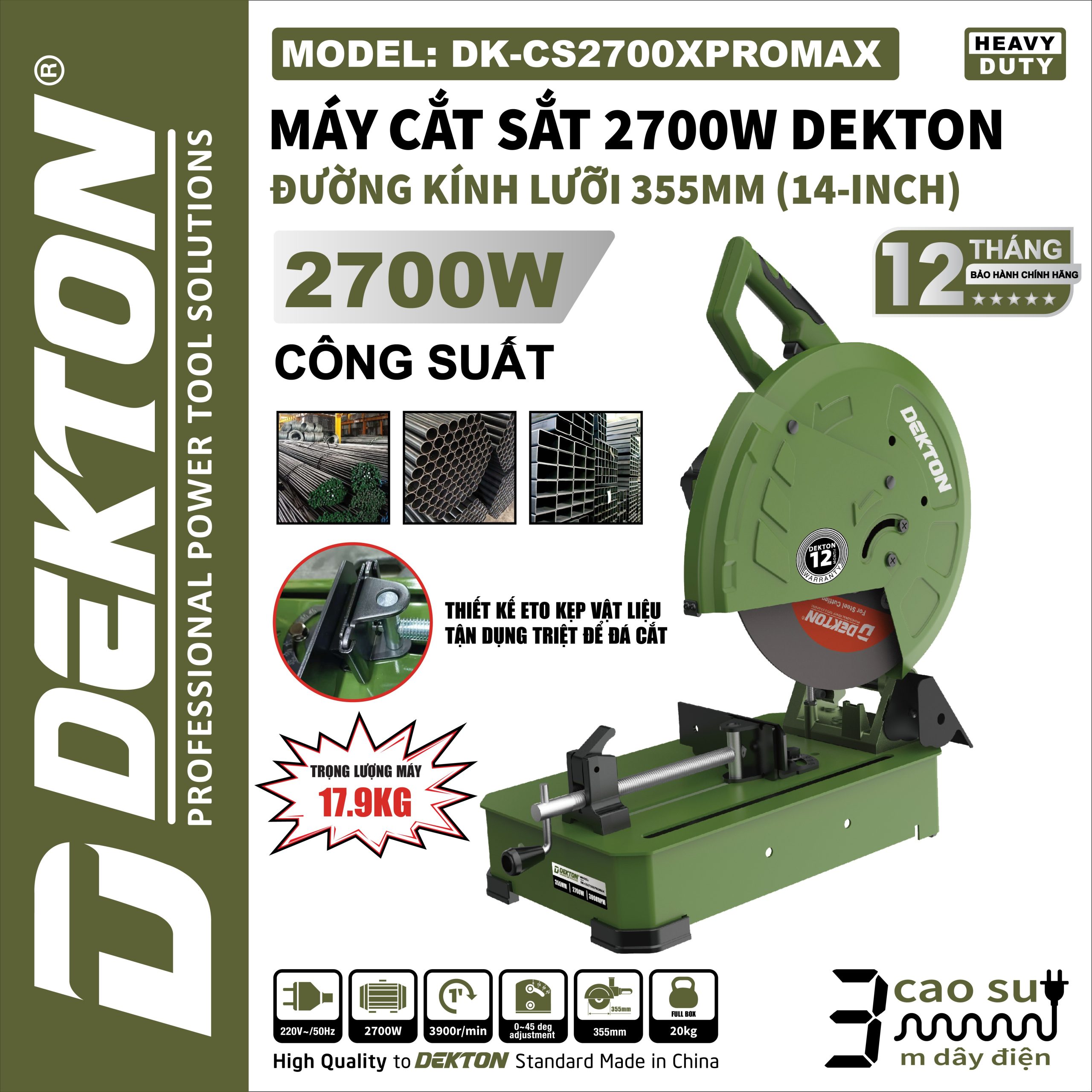Máy Cắt Sắt Dekton DK-CS2700XPROMAX Heavy Duty, 2700W/220V