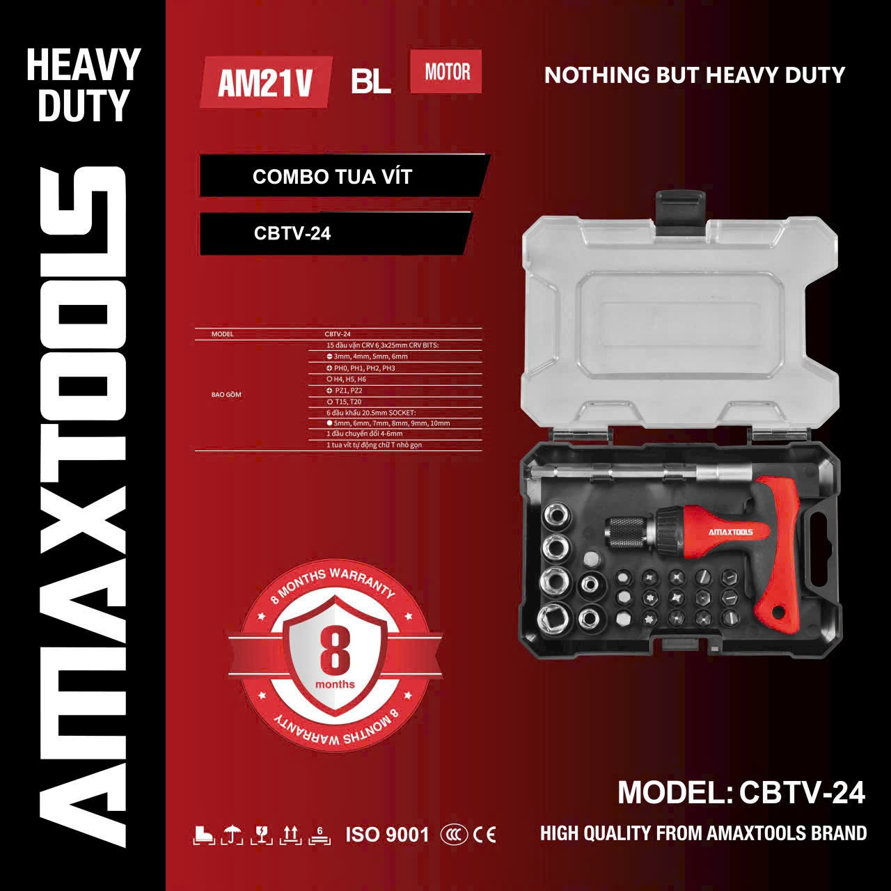 Combo Tua Vít đa Năng 24 Chi Tiết AMAXTOOLS CBTV-24