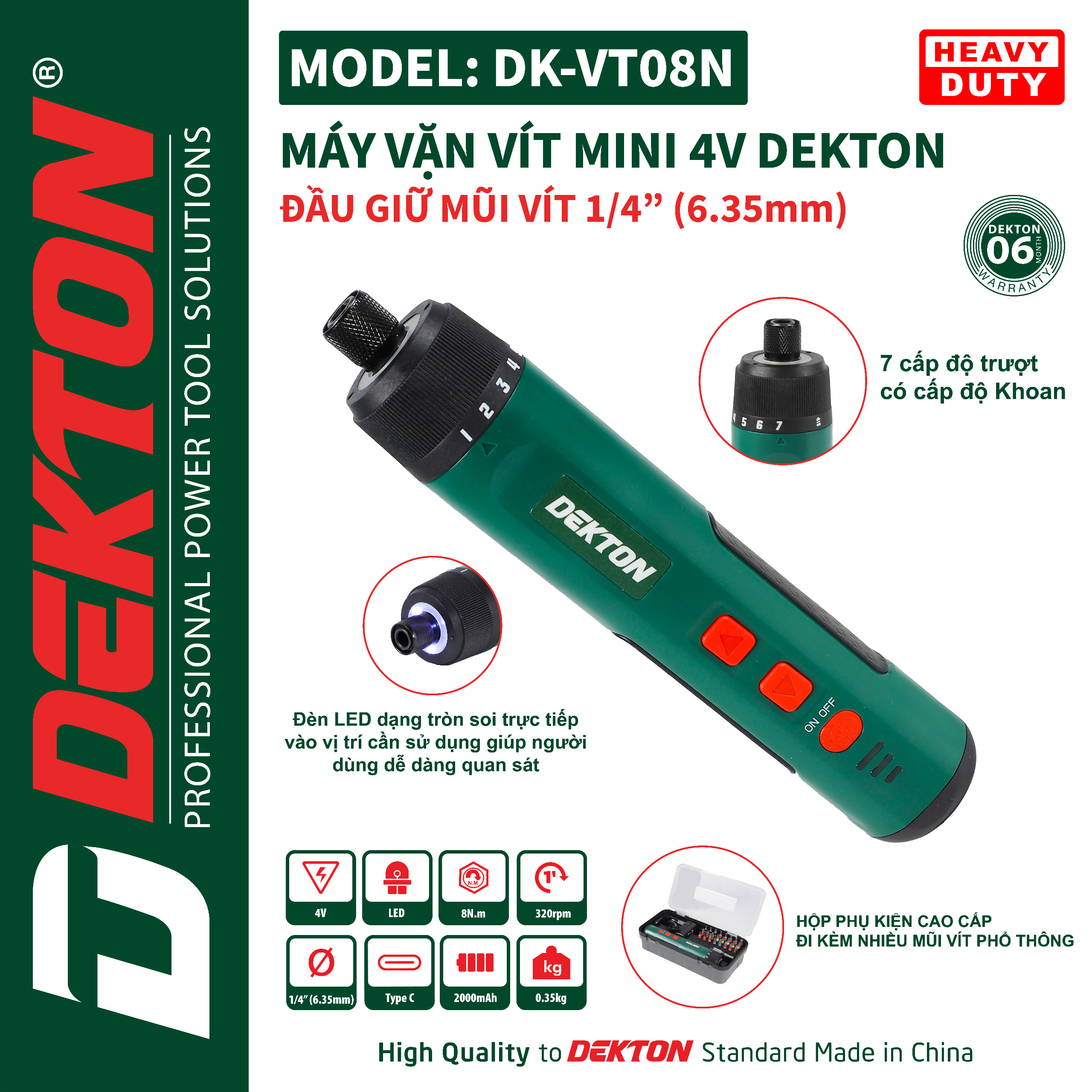 Vít Trượt Cầm Tay Dekton DK-VT08N 7 Cấp Trượt