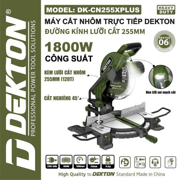 Máy Cắt Nhôm Trực Tiếp 1800W 255mm Dekton DK-CN255XPLUS