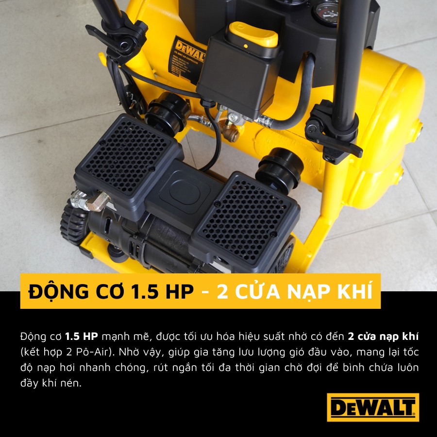 Máy Nén Khí Không Dầu DEWALT USA DXCM3321782 - 17 Lít Siêu êm