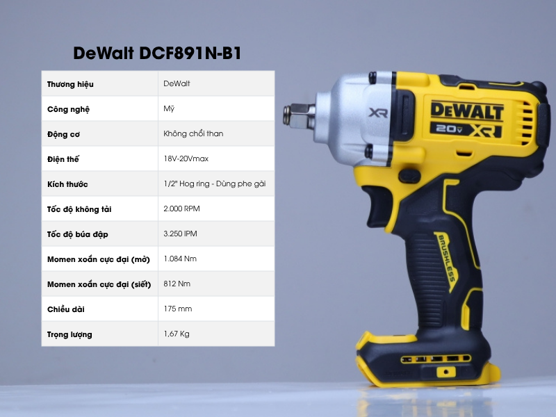 Máy Vặn Bu Lông Dùng Pin 20V DeWalt DCF891N-B1