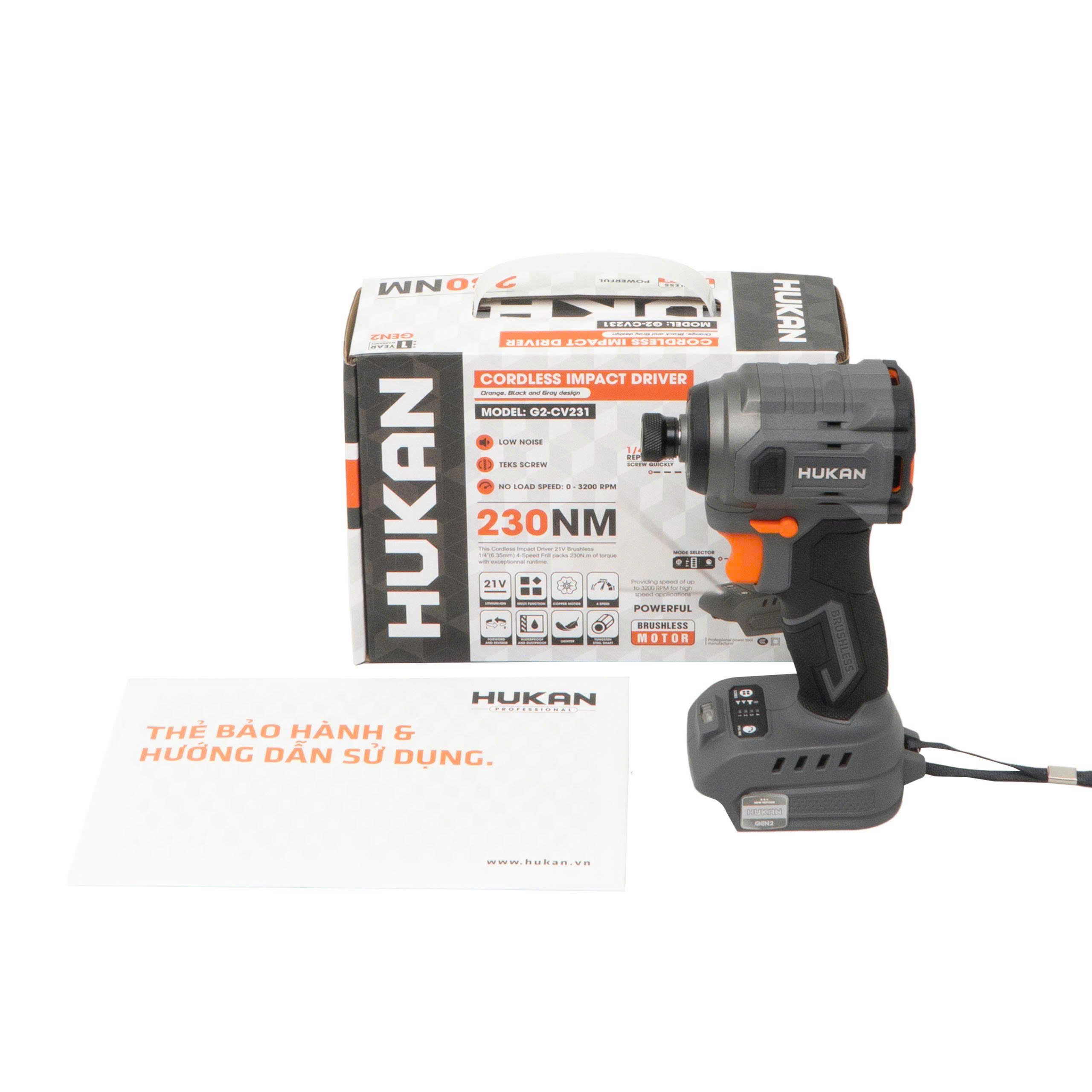 Thân Máy Chuyên Vít Búa Pin 21V Hukan G2-CV231 Lực Siết 230Nm động Cơ Không Chổi Than