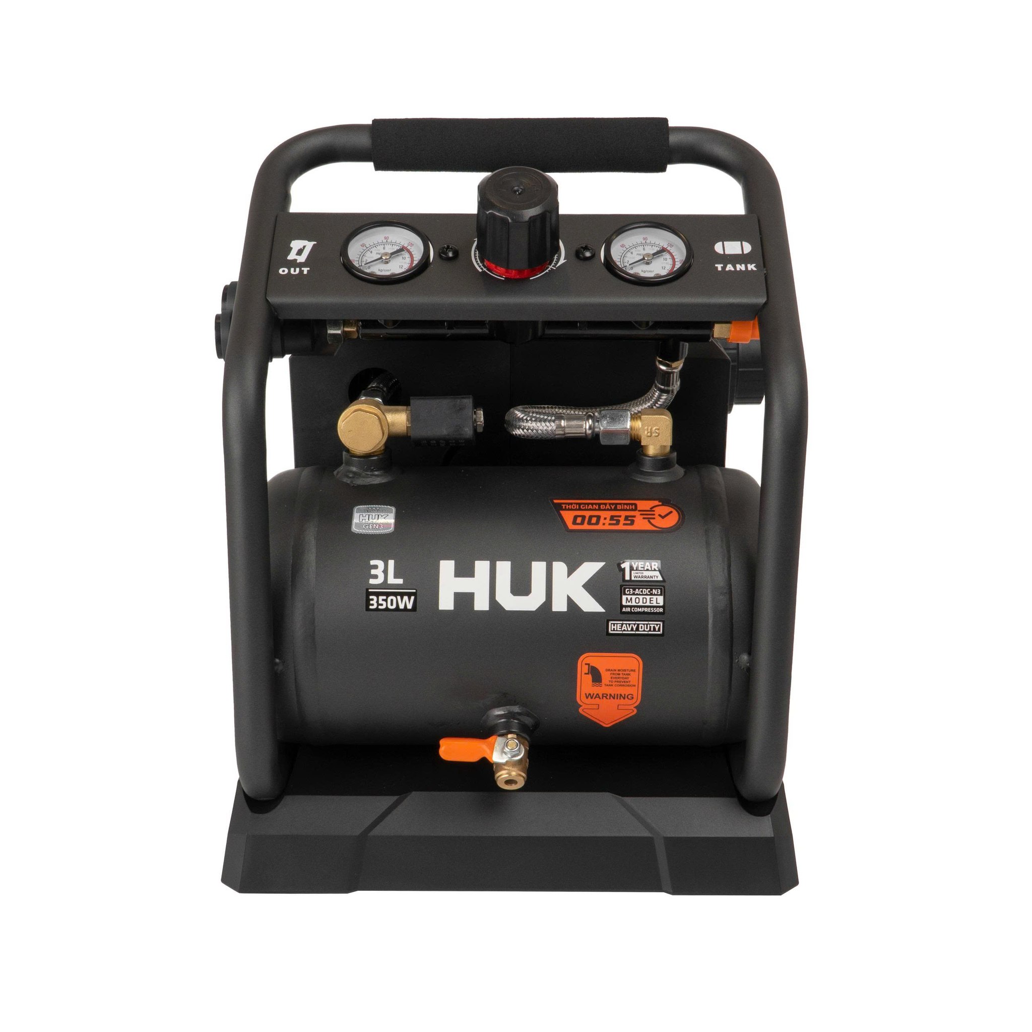 Máy Nén Khí Không Dầu 350W Hukan G3-ACDC-N3, Dùng Pin Và điện