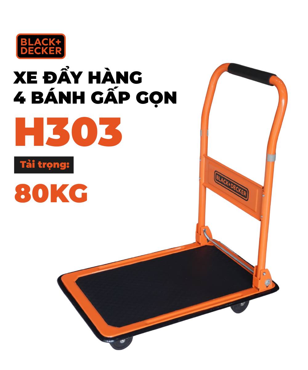Xe đẩy Hàng H303 4 Bánh Cao Cấp Tải Trọng 80kg Thương Hiệu Black And Decker (Mỹ)