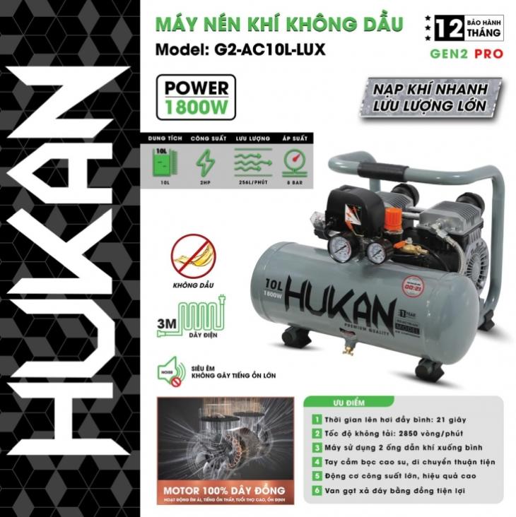 Máy Nén Khí Không Dầu 10 Lít 2HP Hukan GEN2 PRO HUKAN G2-AC10L-LUX