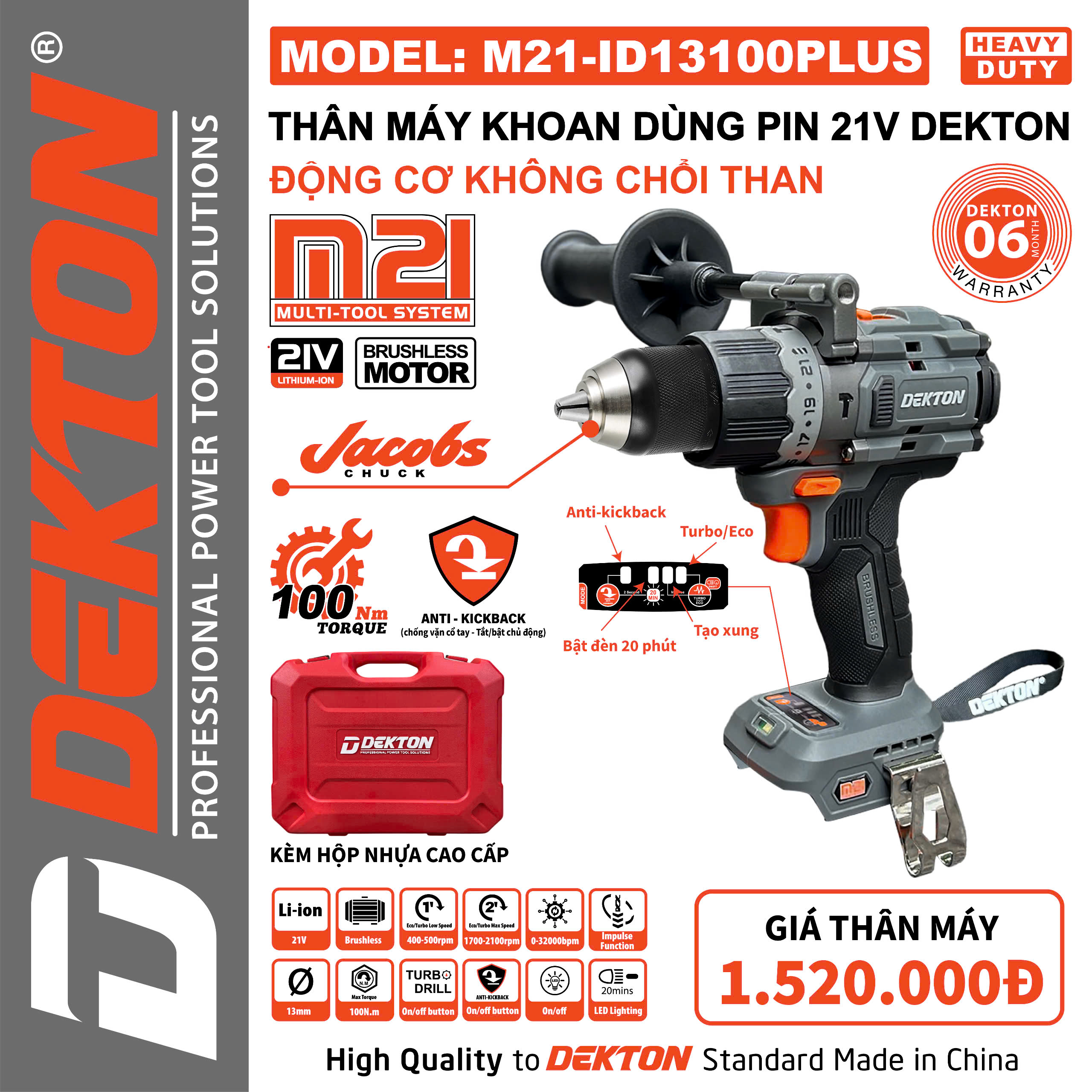 Máy Khoan Pin Dekton 100N M21-ID13100PLUS