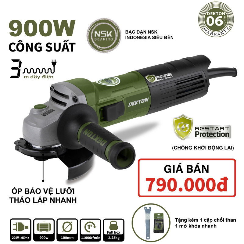 Máy Mài Góc 900W Dekton DK-AG900XR (Công Tắc Trượt) Chính Hãng
