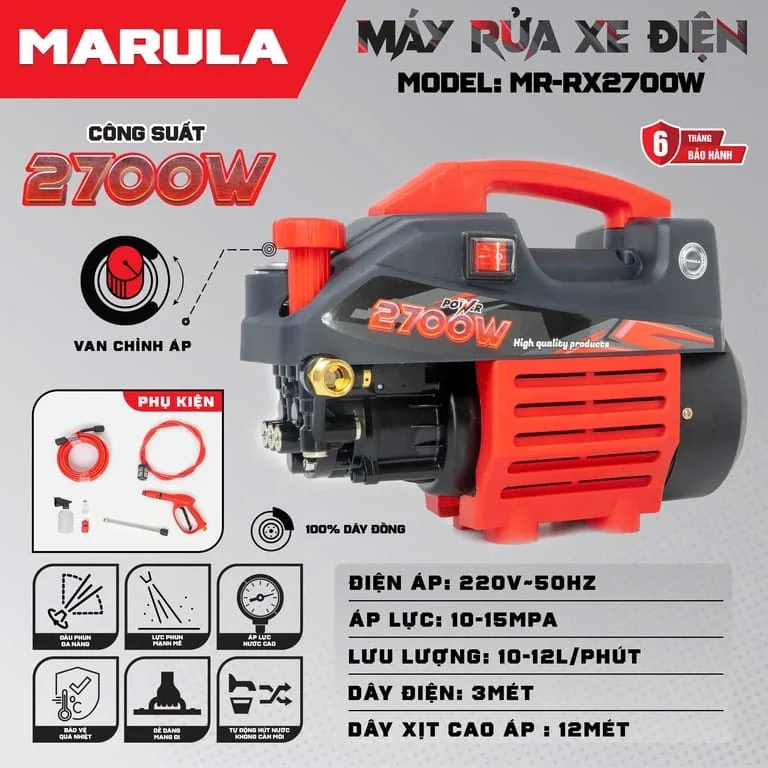 Máy Rửa Xe điện 2700W Marula RX2700W