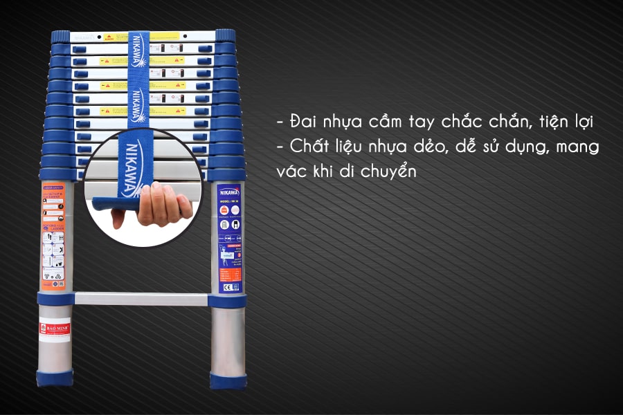 Thang Nhôm Rút đơn 4m4 Nikawa NK-44, Tải Trọng 150kg, Bảo Hành 18 Tháng