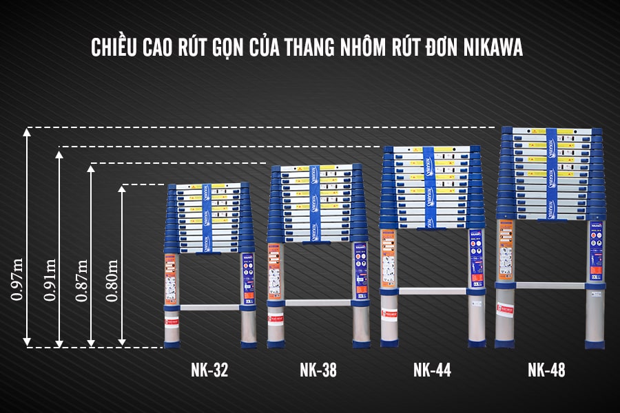 Thang Nhôm Rút Đơn 4m8 Nikawa NK-48 Tải Trọng 150Kg