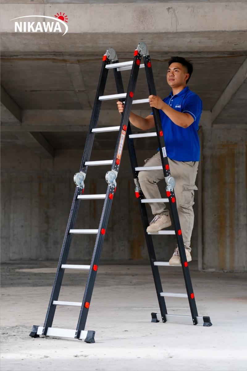 Thang Nhôm Gấp đoạn Nikawa NKG-43, Cao 178 Cm, Bảo Hành 150kg