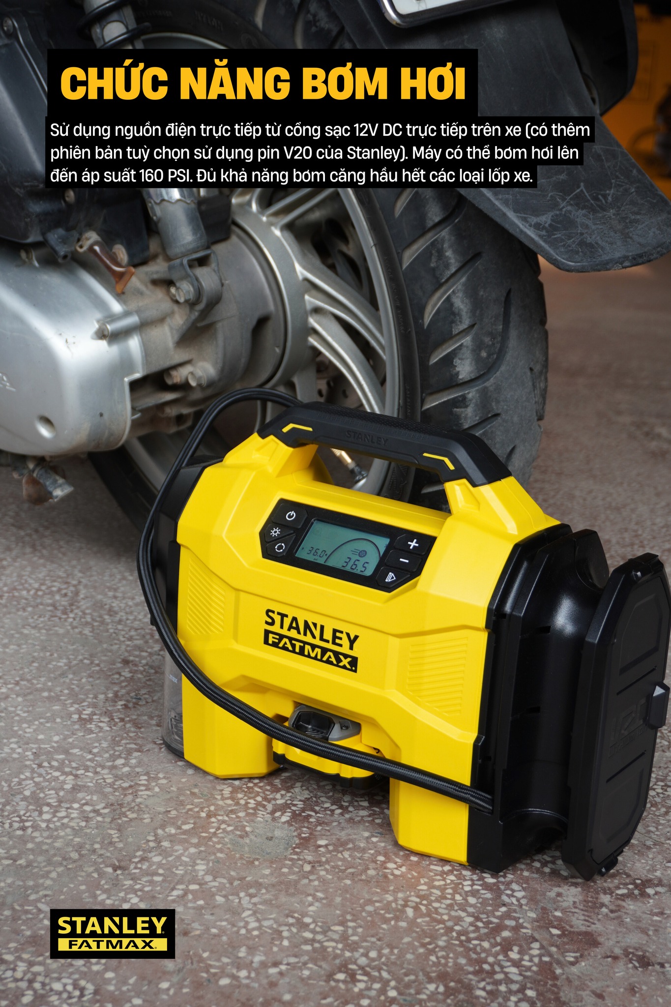 Máy Bơm Hơi 3 Trong 1 Dùng Pin Thổi/Hút Bụi STANLEY SXVI02001A