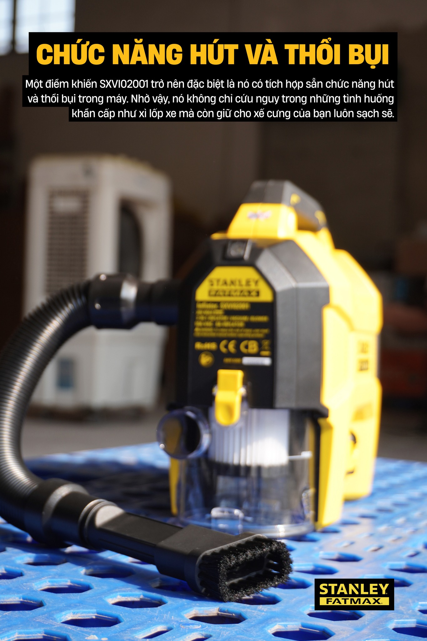 Máy Bơm Hơi 3 Trong 1 Dùng Pin Thổi/Hút Bụi STANLEY SXVI02001A