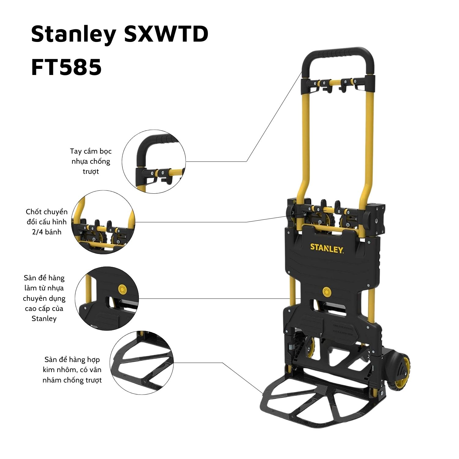 Xe Đẩy Đa Năng Gấp Gọn Stanley FT585 Chính Hãng, Tải Trọng 70/137Kg