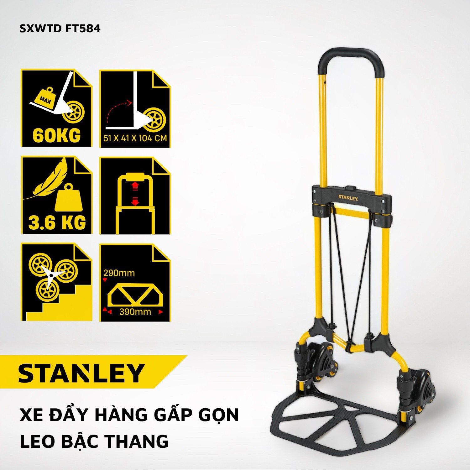 Xe đẩy Hàng Gấp Gọn Leo Cầu Thang Stanley SXWTD FT584