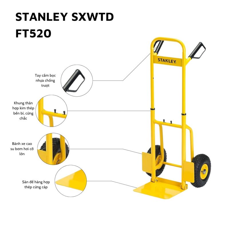 Xe đẩy Hàng 2 Bánh Rút Gọn Stanley FT520, Tải Trọng 120kgs