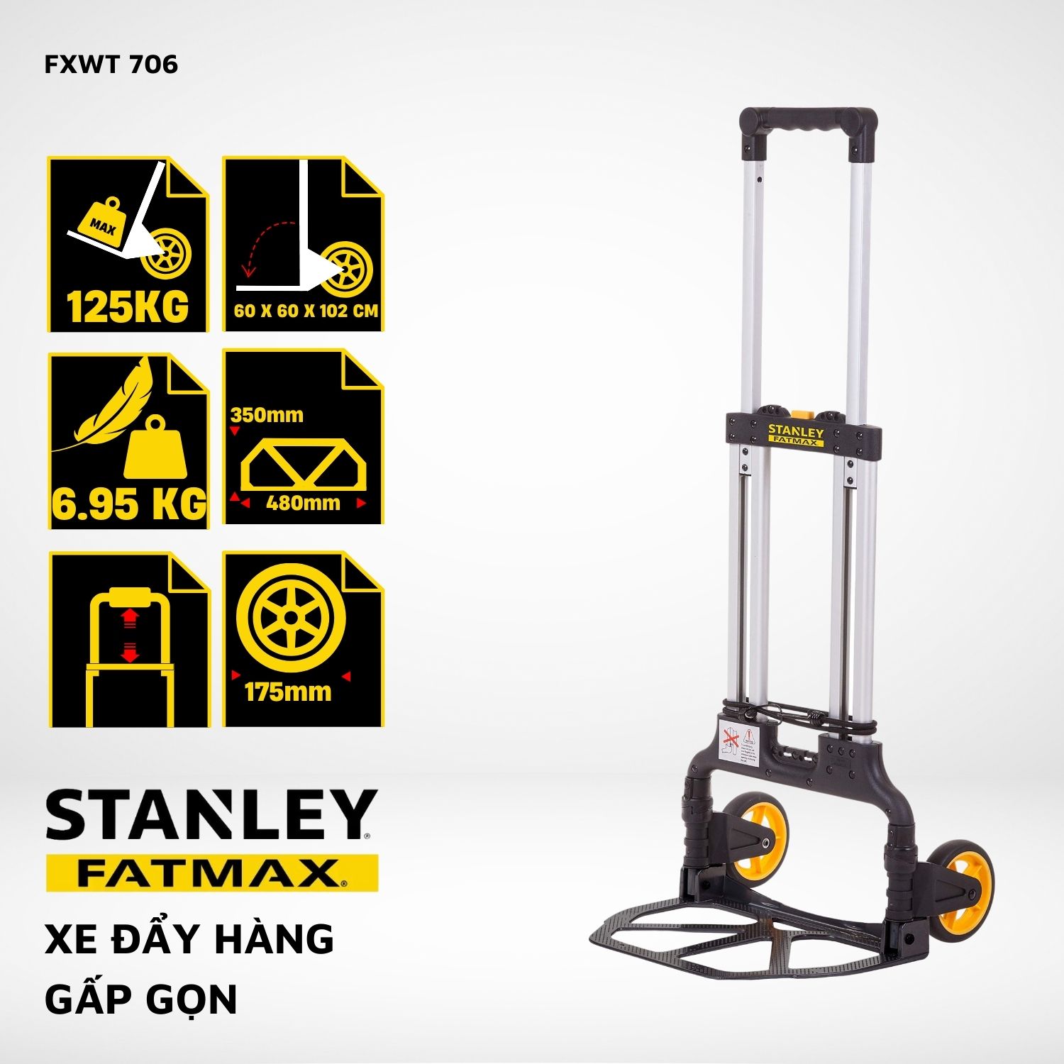 Xe đẩy Hàng 2 Bánh Stanley Fatmax - USA FXWT-706 - Tải Trọng 125kg