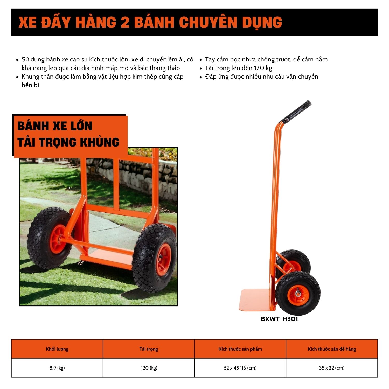 Xe đẩy Hàng 2 Bánh Cao Cấp Black And Decker H301, Tải Trọng 120kgs