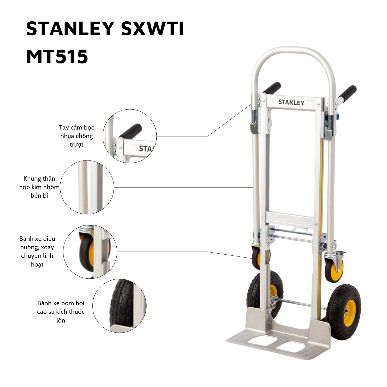 Xe đẩy Hàng đa Năng 2 Và 4 Bánh Gấp Gọn Stanley MT515