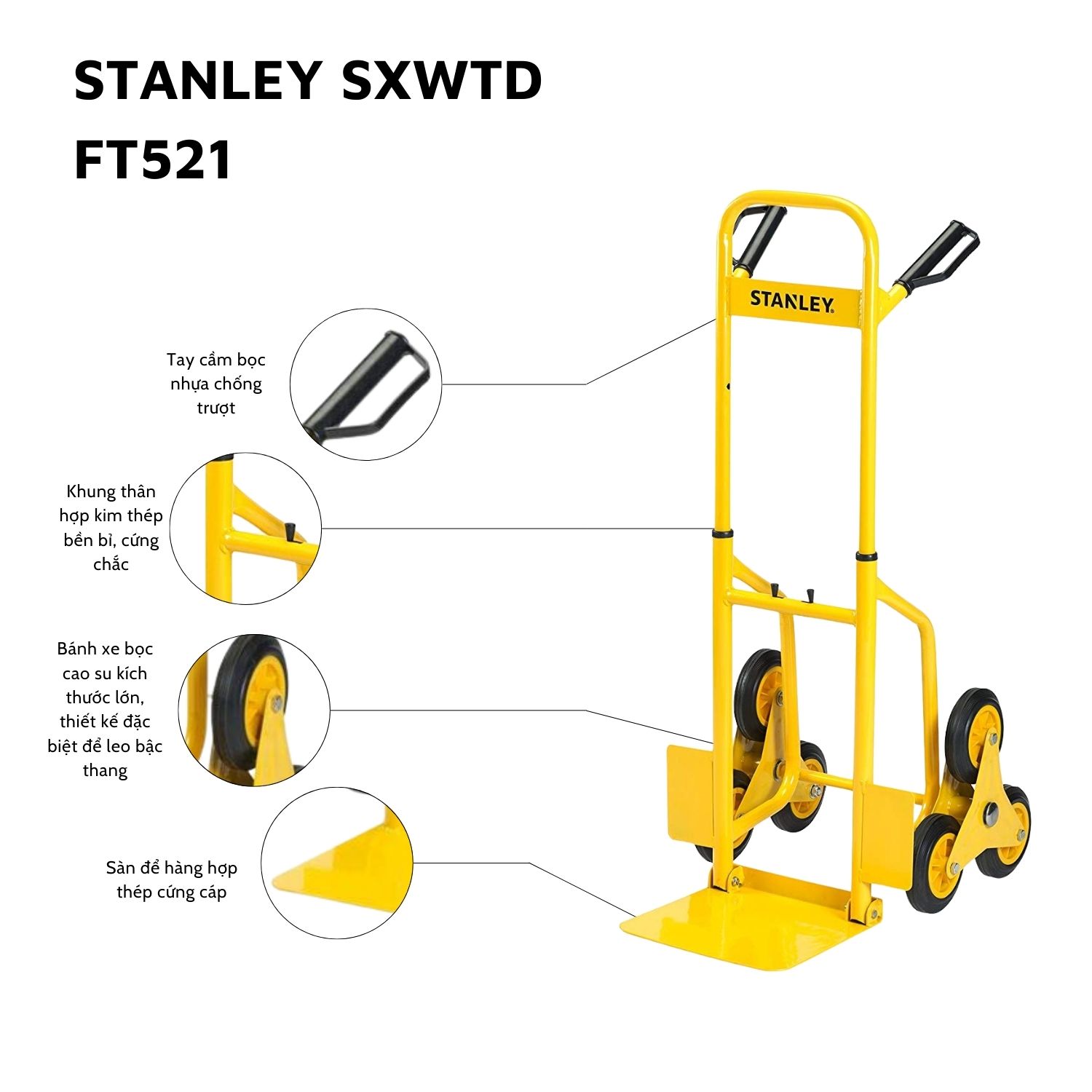 Xe đẩy Hàng Leo Bậc Thang Stanley FT521, Tải Trọng 120kgs