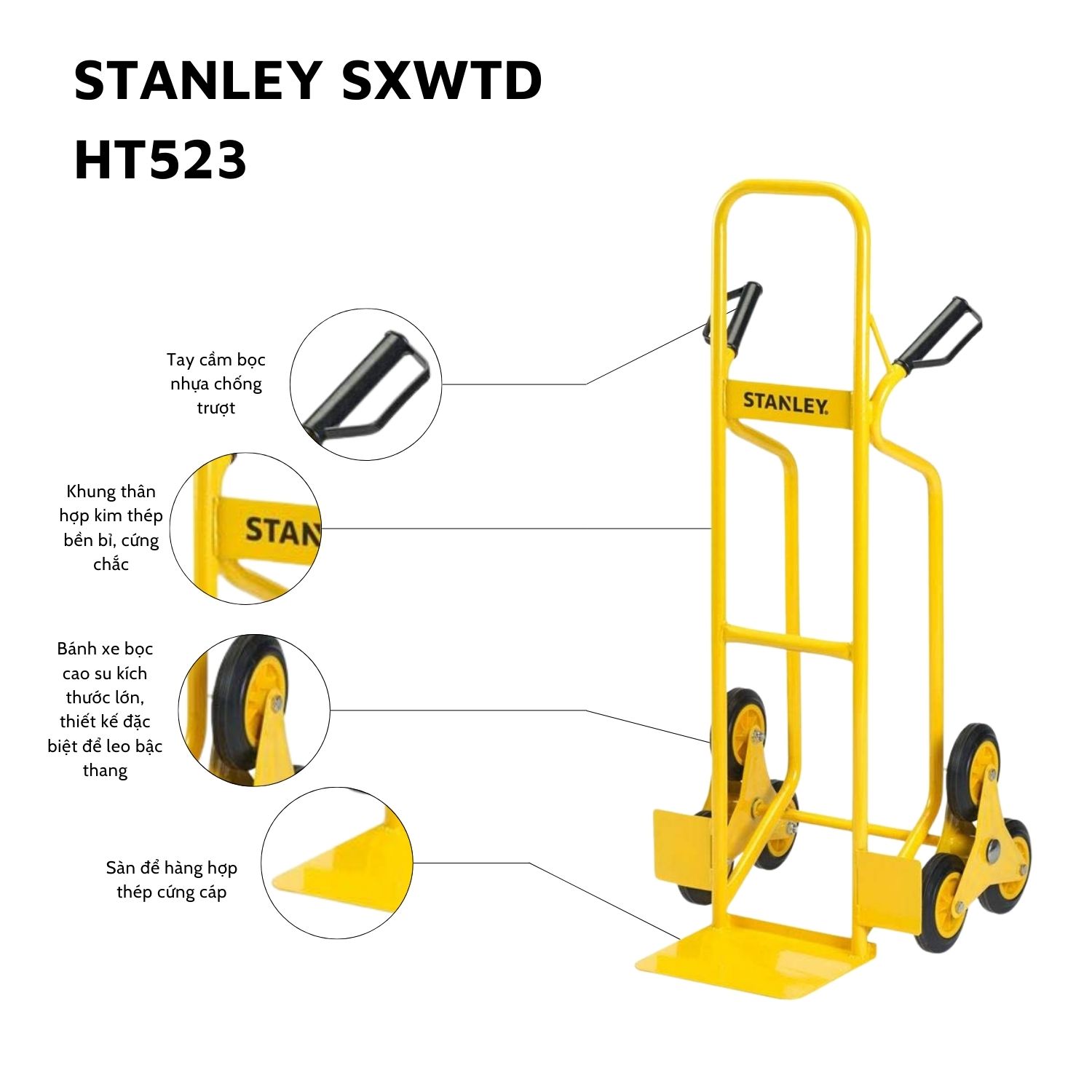 Xe đẩy Hàng Leo Bậc Thang Stanley HT523, Tải Trọng 200kgs