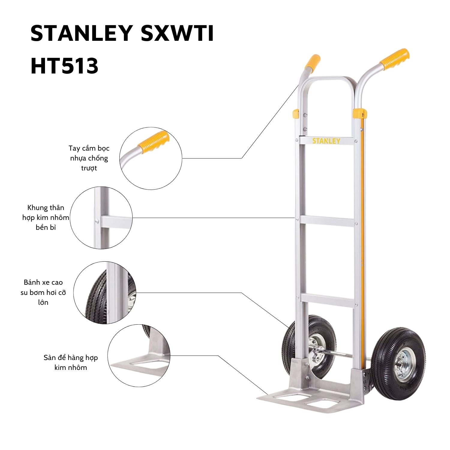 Xe đẩy Hàng 2 Bánh Stanley HT513, Chuyên Dụng Dùng Trong Công Nghiệp