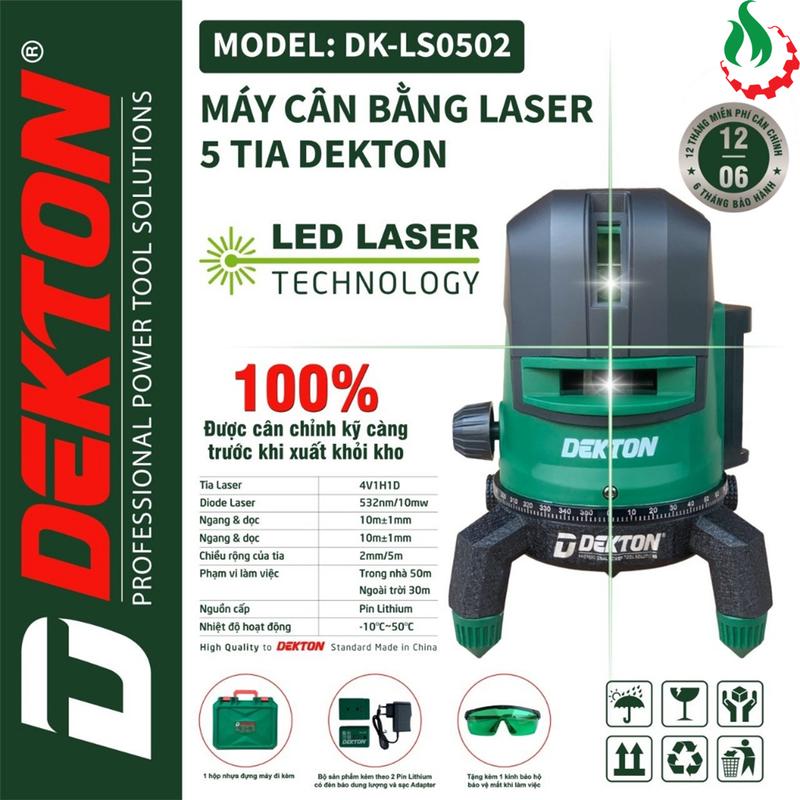 Máy Cân Bằng Laser Dekton DK-LS0502 5 Tia Xanh