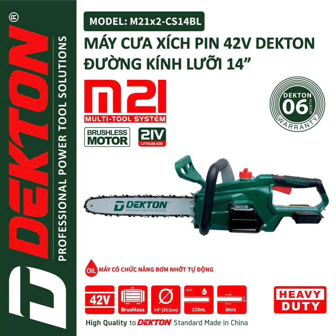 Cưa Xích Pin DEKTON M21X2-CS14BL