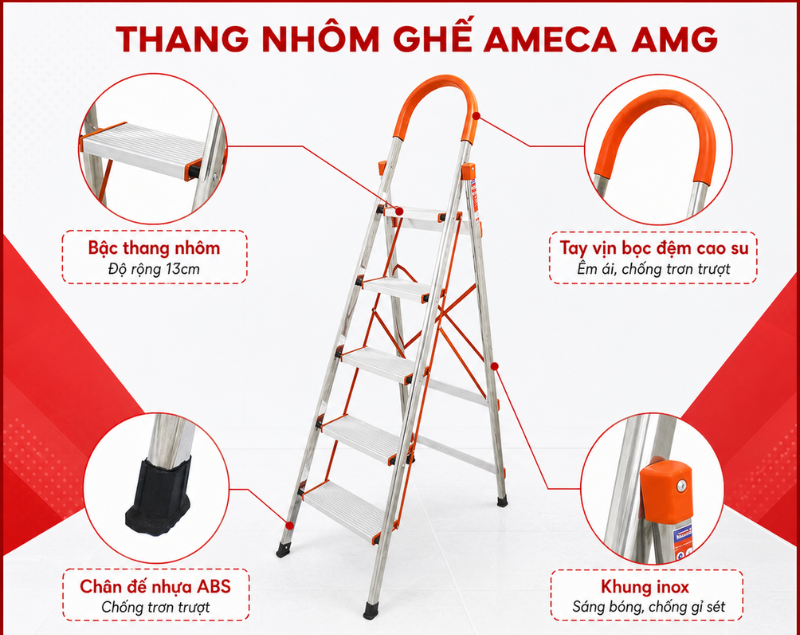Thang Ghế 6 Bậc Cao 1m45 Ameca AMG-6IN