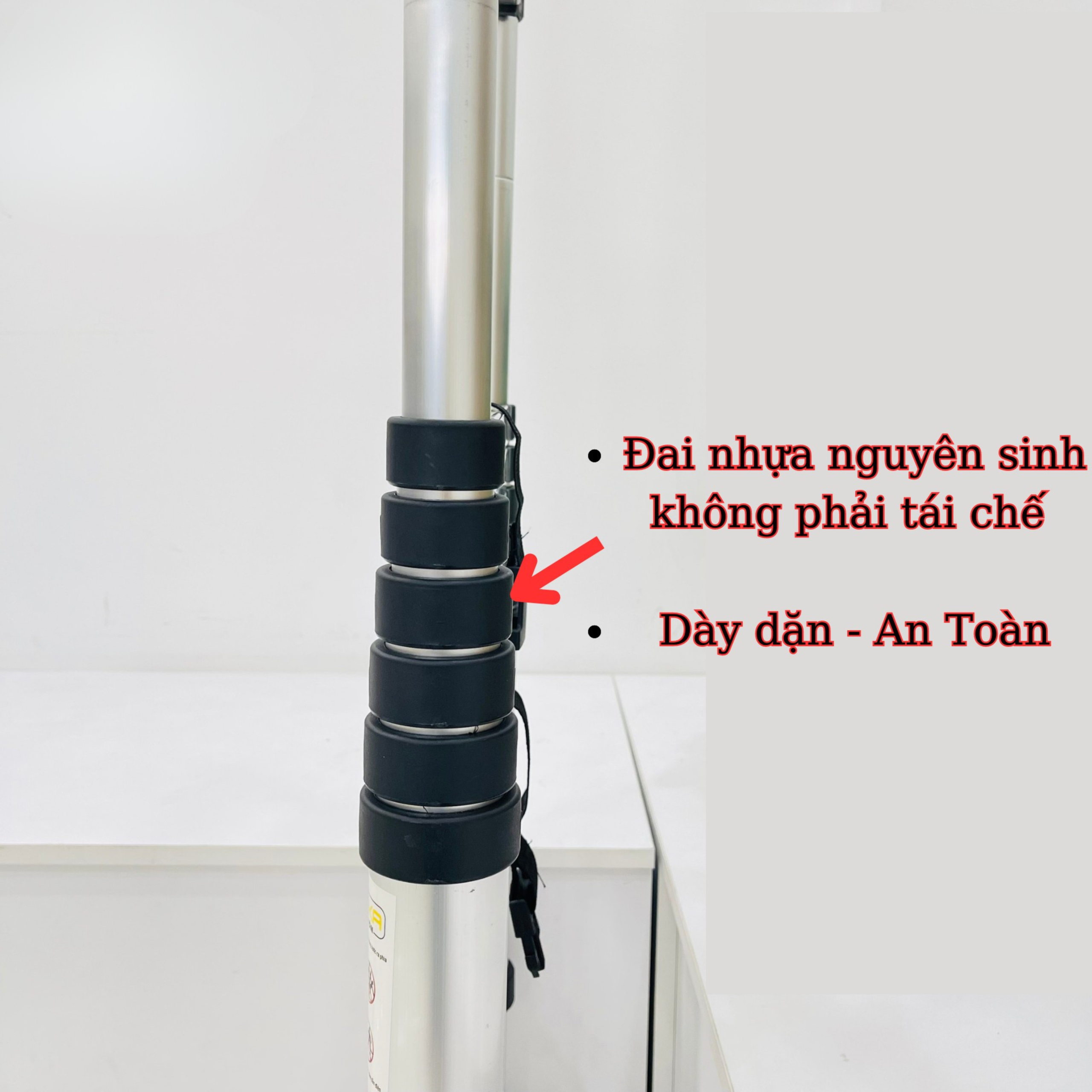 Thang Nhôm Rút Đơn Đai Đen Cao 3m8 Sumika SK380