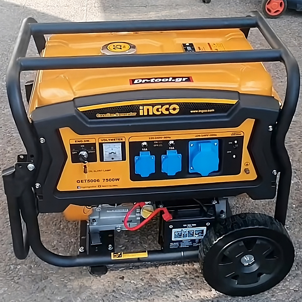 Máy Phát điện Chạy Xăng 7.5KW INGCO GE75006 Dây đồng 100% Dùng Cho Gia đình, Công Ty Loại đề điện Và Giật Nổ