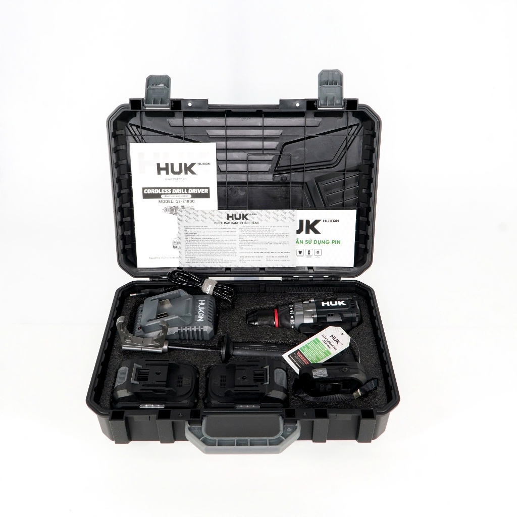Máy Khoan Pin HUKAN HUK G3-Z1800, Không Chổi Than 125Nm, Có Tạo Xung + Chống Lật Cổ Tay