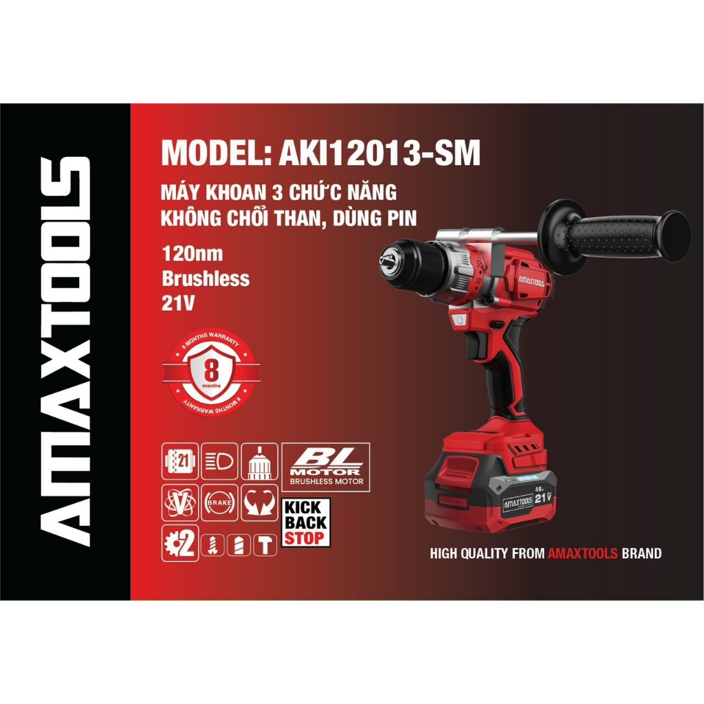 Máy Khoan đa Năng đầu Kẹp 13mm Amaxtools AKI12014-SM