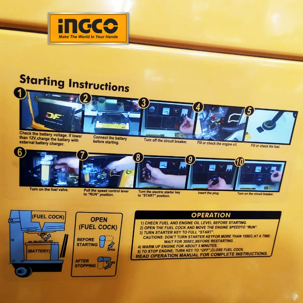 Máy Phát điện Chạy Dầu Diesel 5KW Chống ồn INGCO GSE50001 100% Dây đồng Chính Hãng