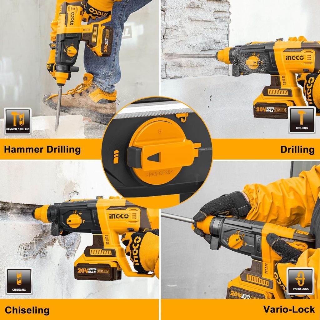 MÁY KHOAN ĐỤC BÊ TÔNG 20V INGCO CRHLI202287/CRHLI20228 - Động Cơ Không Chổi Than