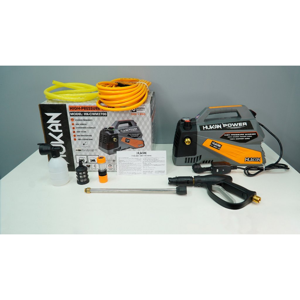 Máy Rửa Xe Chỉnh áp HUKAN HK-CWM2700, Công Suất 2700W, Có ÁT CHỐNG GIẬT, Bơm PIT-TÔNG TRIPLEX