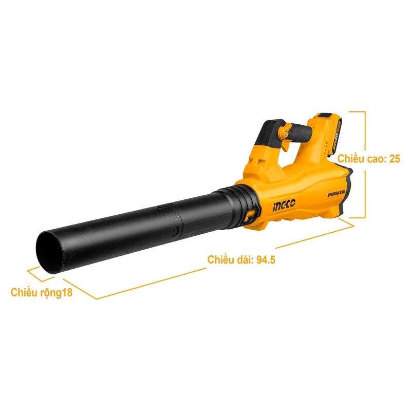 Máy Thổi Bụi / Thổi Lá Dùng Pin INGCO 20V CABLI20428 ( Động Cơ Ko Chổi Than )