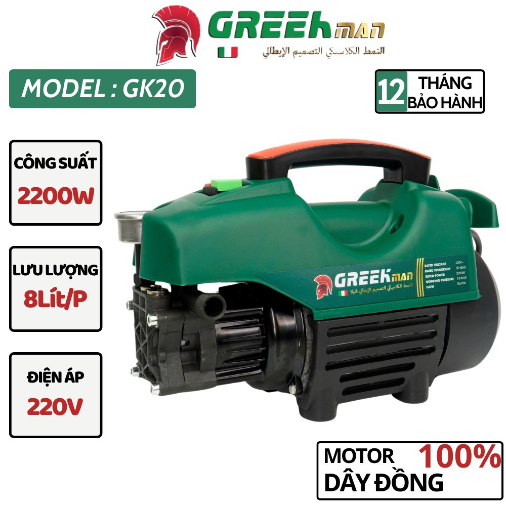 Máy Rửa Xe Cao Cấp Greek Man Technology Italy - Máy Xịt Rửa Xe Hàng Hiệu Cao áp Bảo Hành 24 Tháng