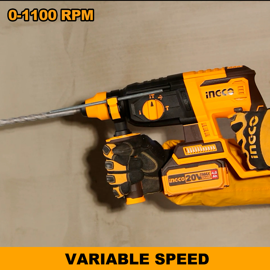 MÁY KHOAN ĐỤC BÊ TÔNG 20V INGCO CRHLI202287/CRHLI20228 - Động Cơ Không Chổi Than