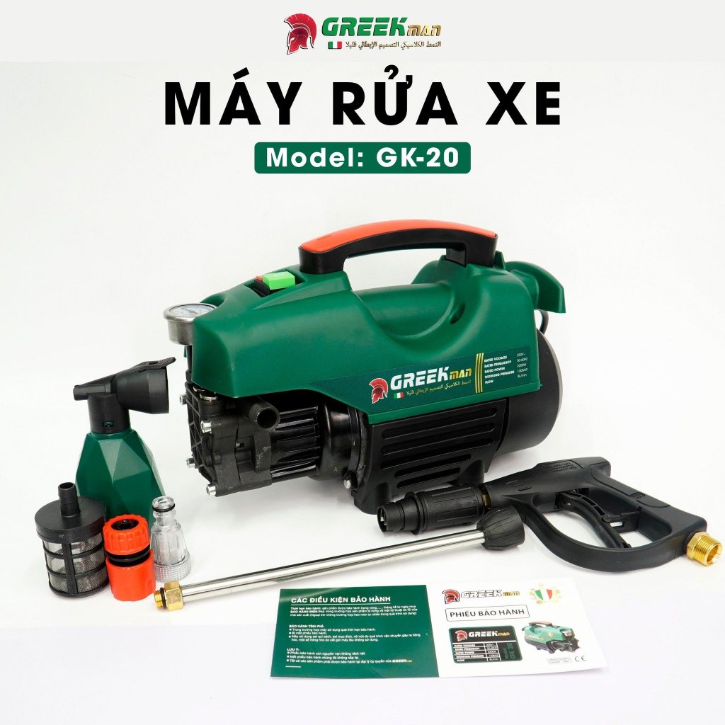 Máy Rửa Xe Cao Cấp Greek Man Technology Italy - Máy Xịt Rửa Xe Hàng Hiệu Cao áp Bảo Hành 24 Tháng